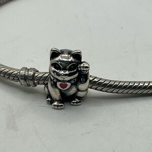 Pandora Lucky Cat Charm Sterling. Authentic.